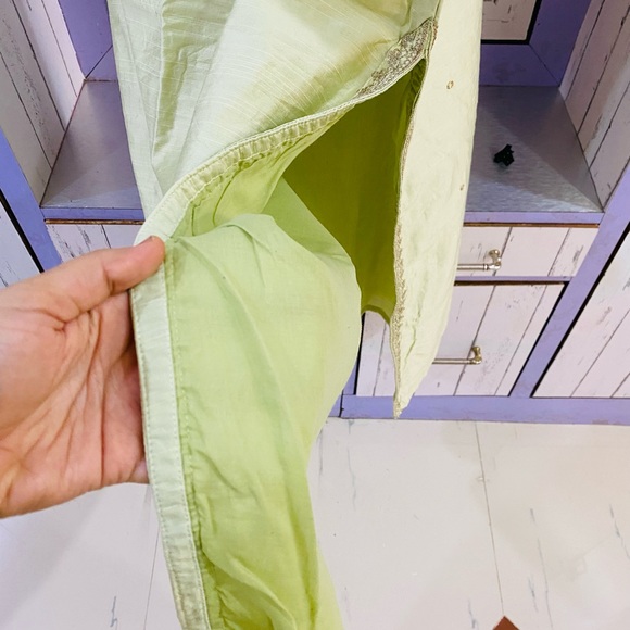 Silk stitched 3 piece suit with lining in pastel green with rose gold embroidery - Picture 9 of 11